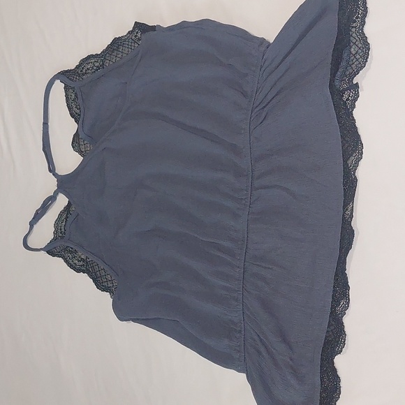 American Eagle Outfitters Lace Trim Cami ,Tank Top Blue With Black Lace .XL - Picture 7 of 7